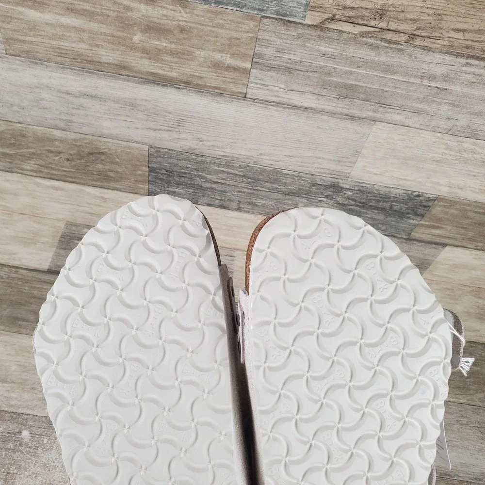 Birkenstock Uji Mens Sandal Sz 11 Walking Antique White Nubuck Leather Slide